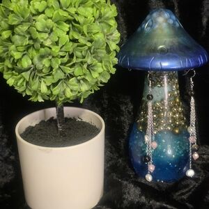 Handcrafted Pearl & Silver Obsidian Earrings